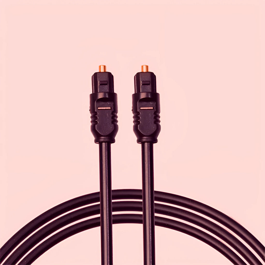 Black Toslink digital optical audio cable with 4mm square connectors, 2 metre length