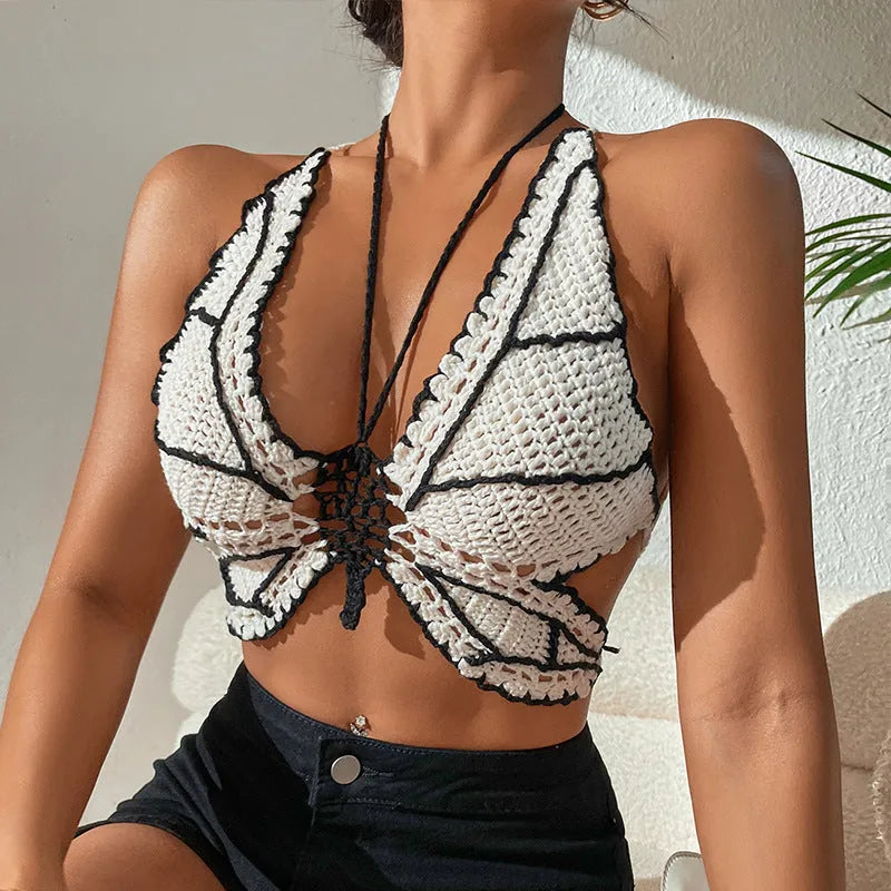 Women's black and white classic bikini swimsuit with free size fit for swimming activities