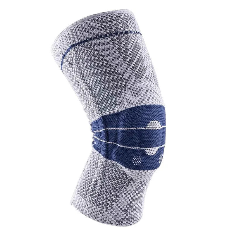 Black and blue adult sports knee pad made from nylon and spandex for running and basketball