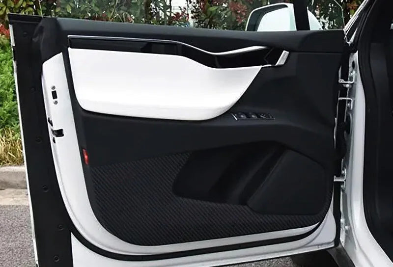 Tesla Model S door protective film set with carbon fibre pattern for anti-scratch protection