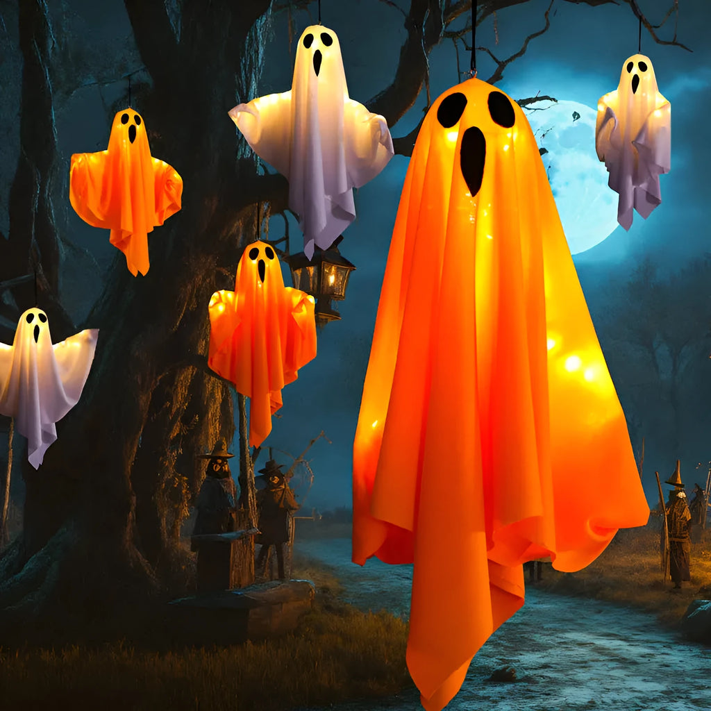 Halloween ghost indoor party light with cloth scream decoration in orange and white colour options