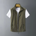 Men's slim fit rabbit fur vest with a hood in army green colour