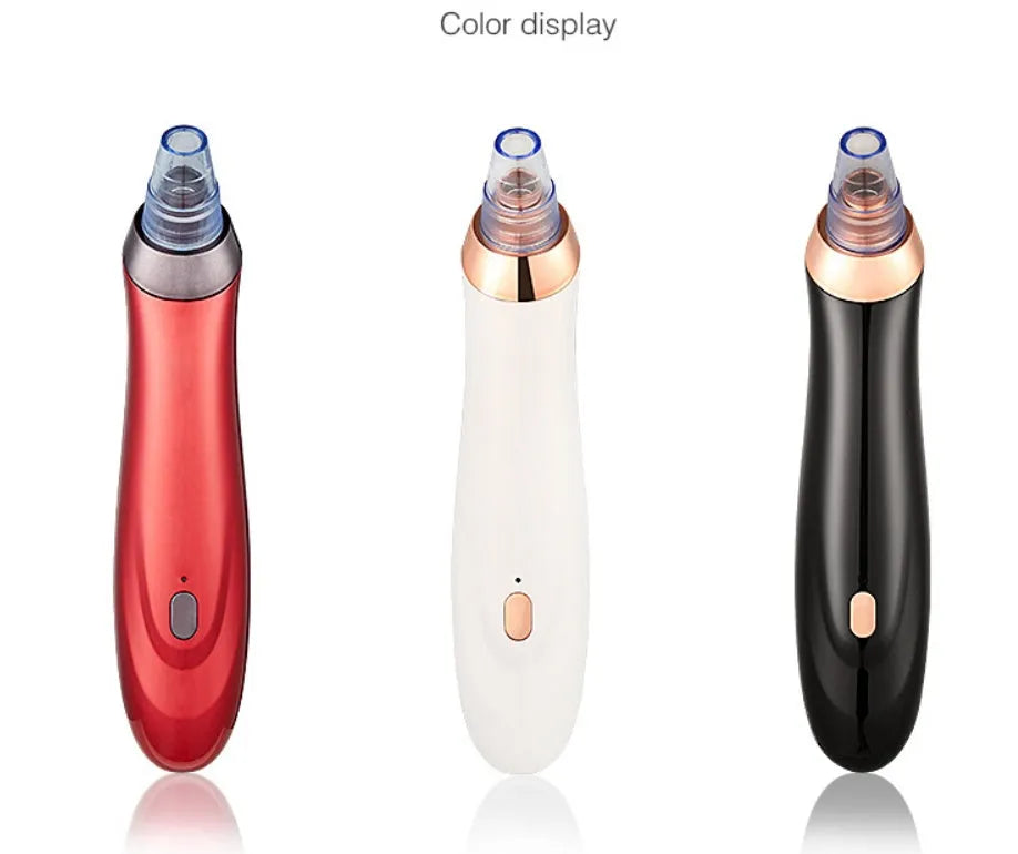 Electric blackhead remover device with four nozzle attachments for pore cleaning and acne extraction