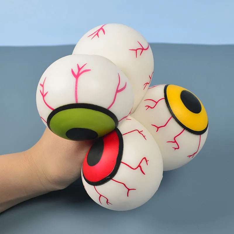 Stress ball squeezing toy vent horror eyes design TPR material 6cm diameter random colour