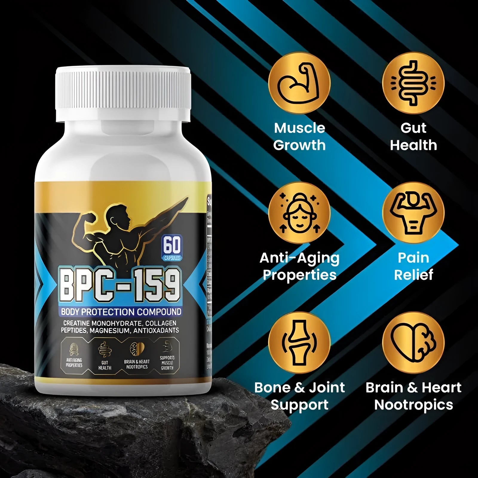 One bottle of body energy support supplement capsules for daily use