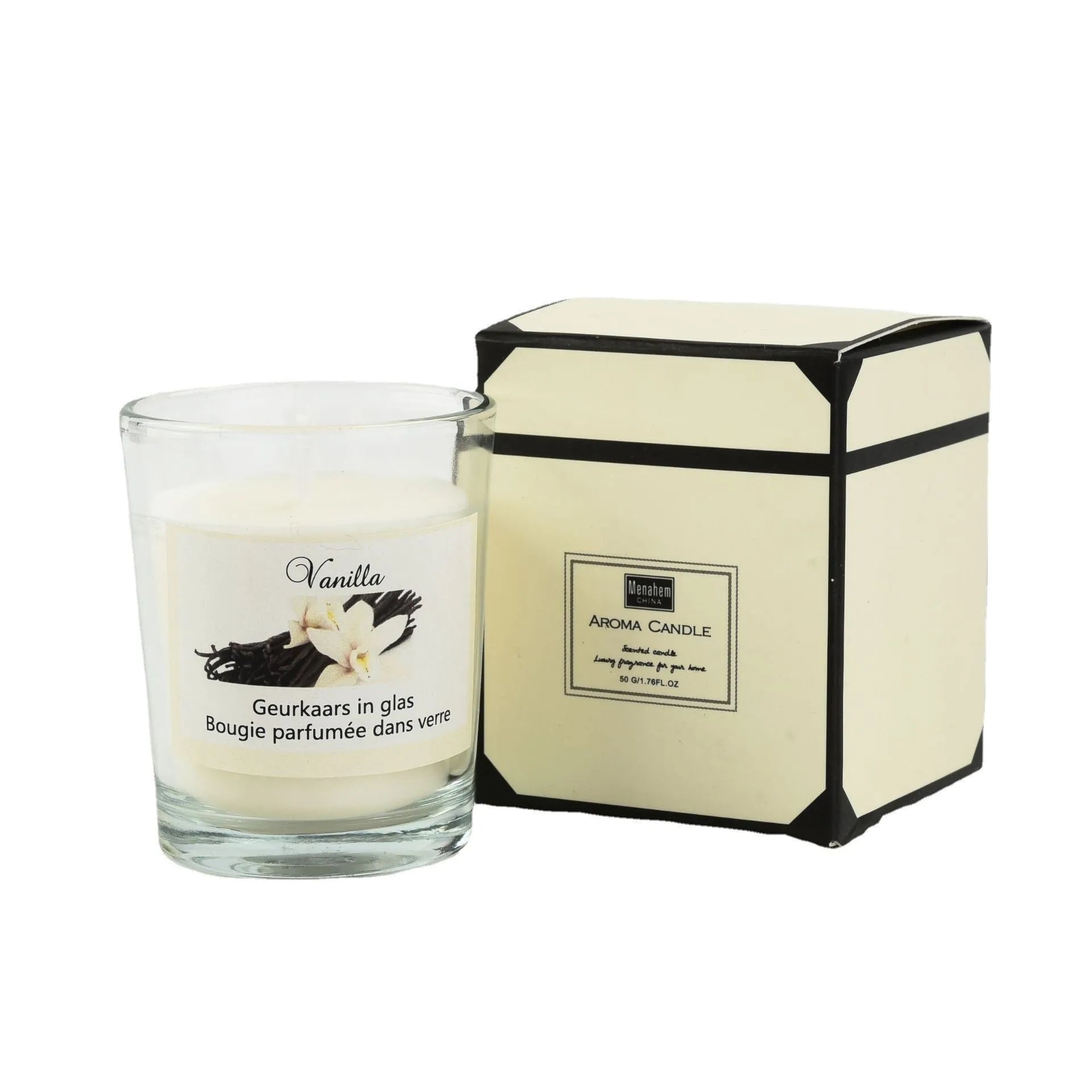 Handmade plant wax soy candle in transparent glass cup 5x6cm boxed pink