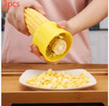 Yellow manual corn thresher kitchen gadget with corn-shaped PP handle.