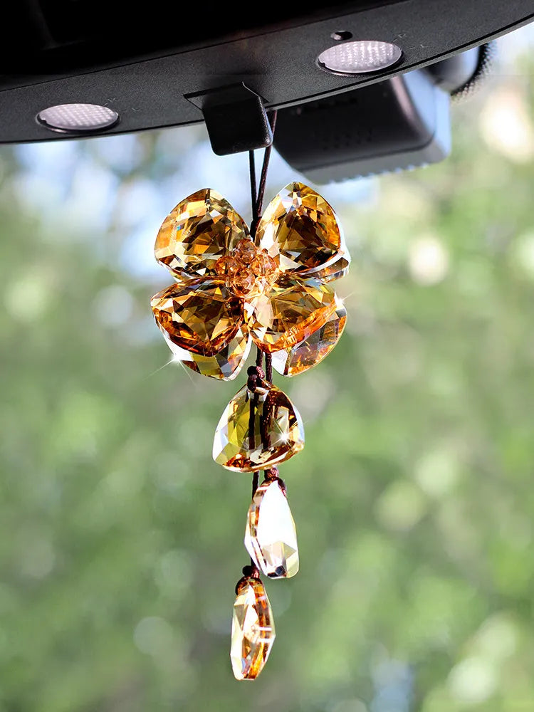20cm crystal four-leaf clover car pendant in multiple colour options