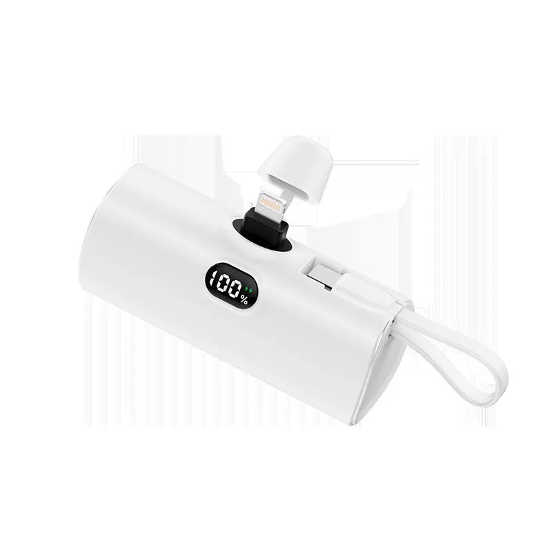 Capsule-shaped digital display wireless power bank with built-in plug in five colour options