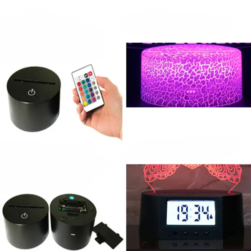 Shark-shaped 3D LED table lamp with colourful lighting on a dark surface