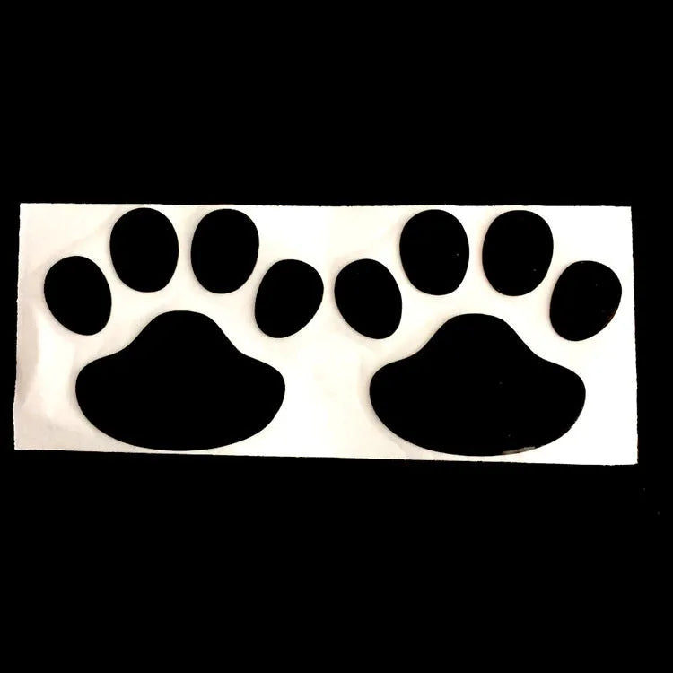 Hand-shaped brush design PVC car sticker with dog footprint pattern, shown in silver colour.