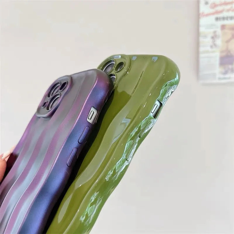 iPhone 17 silicone phone case with wavy ripple colour design showing drop protection