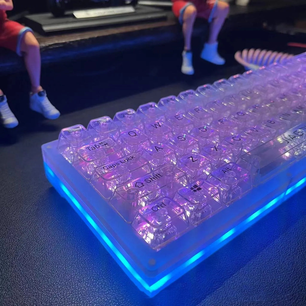 Universal transparent key cap set with 132 large keys for mechanical keyboard replacement