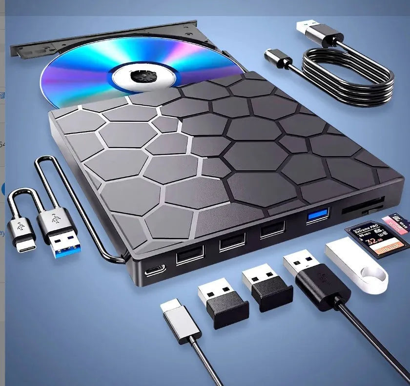 Black external USB CD drive with compact rectangular design