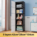Black and white PP grid floor storage cabinet with door, single row four layers configuration