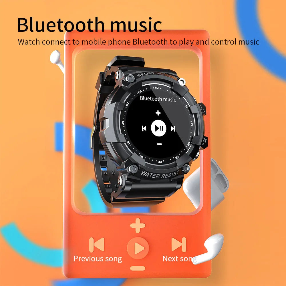 IP67 waterproof smart watch with round colour screen and black TPU strap