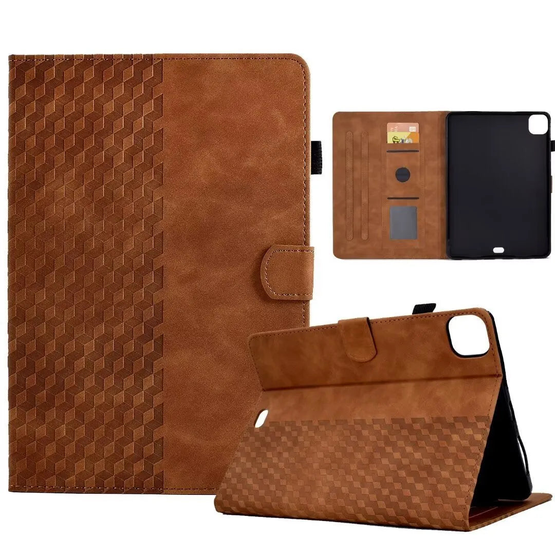 Leather iPad case with card holder in diamond frosted black design for iPad Pro 11