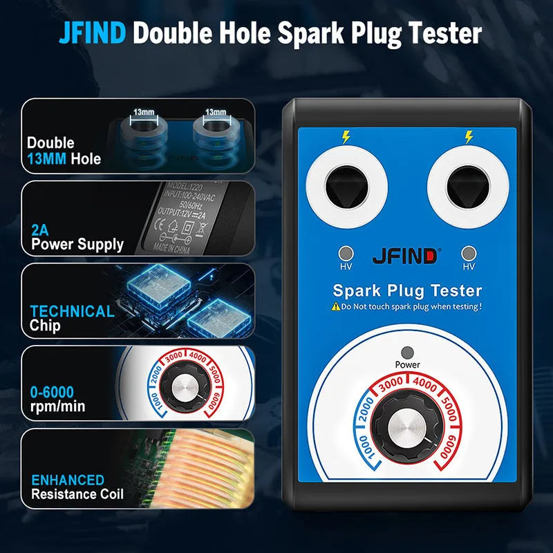 Car spark plug ignition system detector diagnostic tool with compact rectangular design