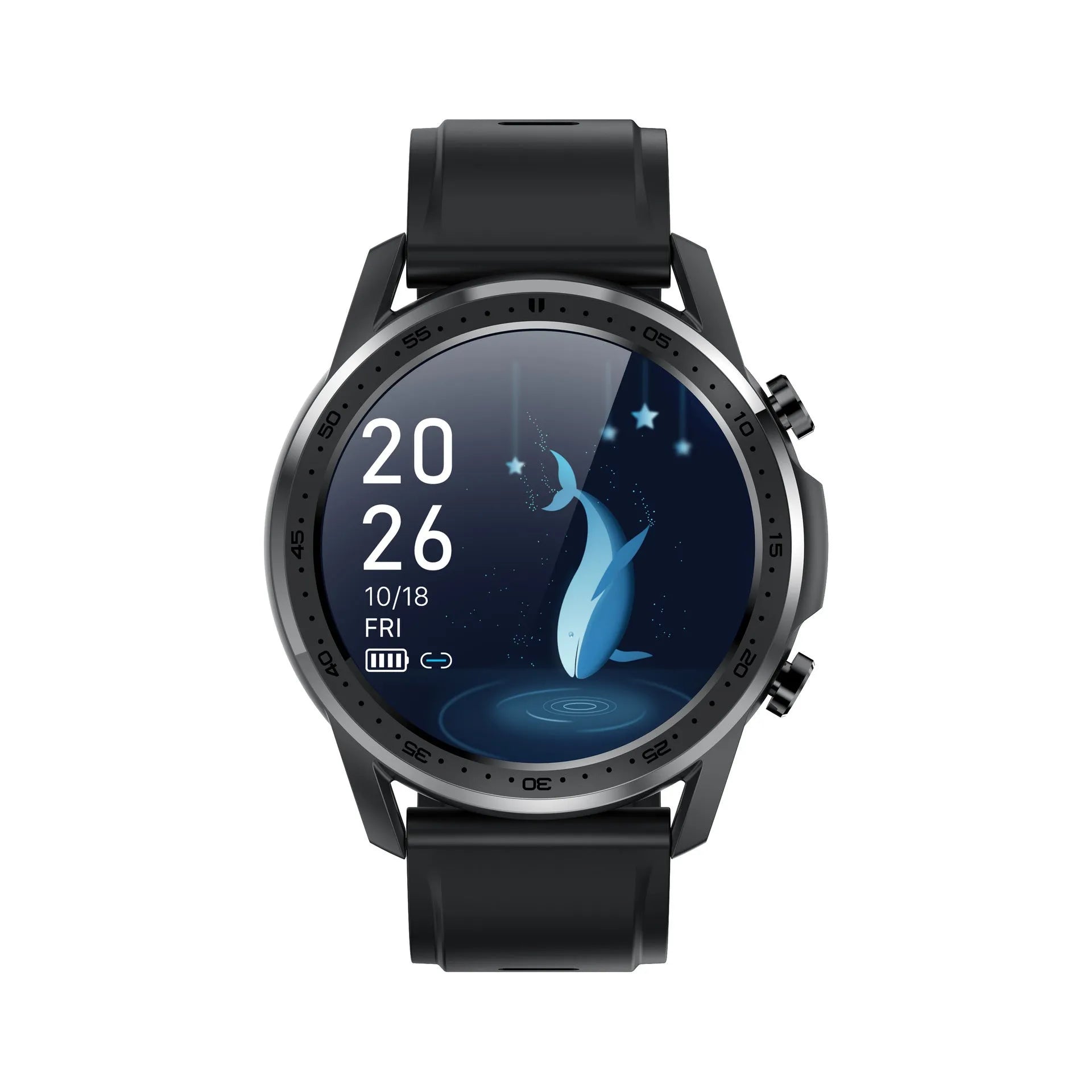 Black smart wristband with body temperature monitoring on a wrist, showing its 1.3-inch screen and zinc alloy case.