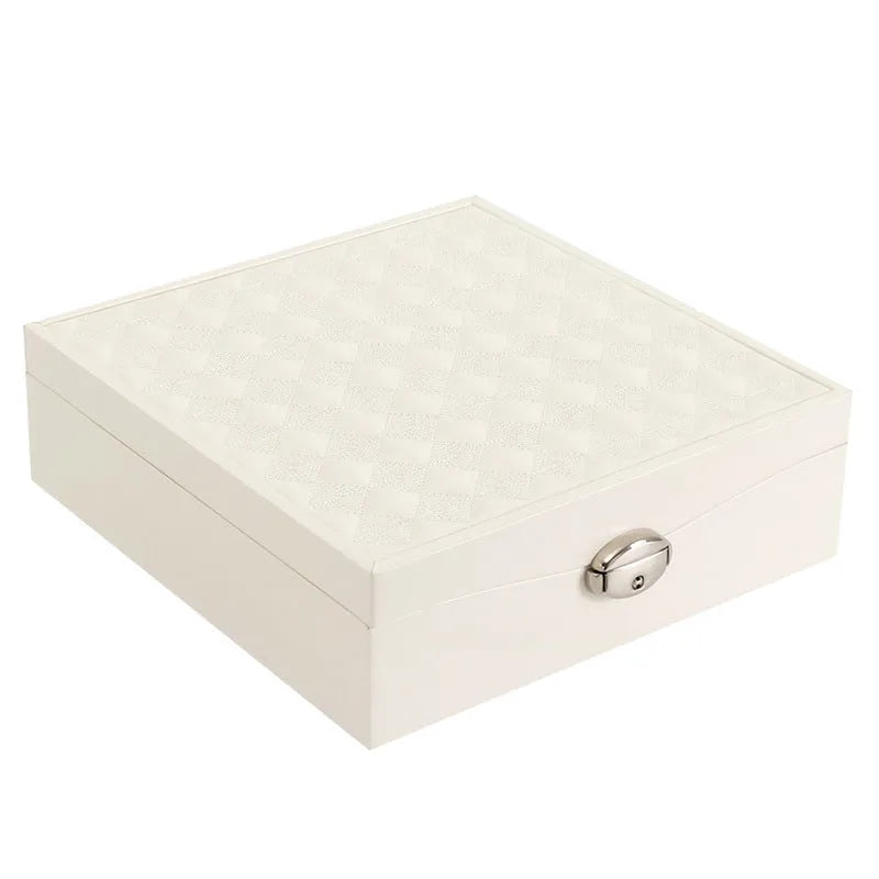 Large capacity jewellery storage box in solid red or white colour with fashionable simple design