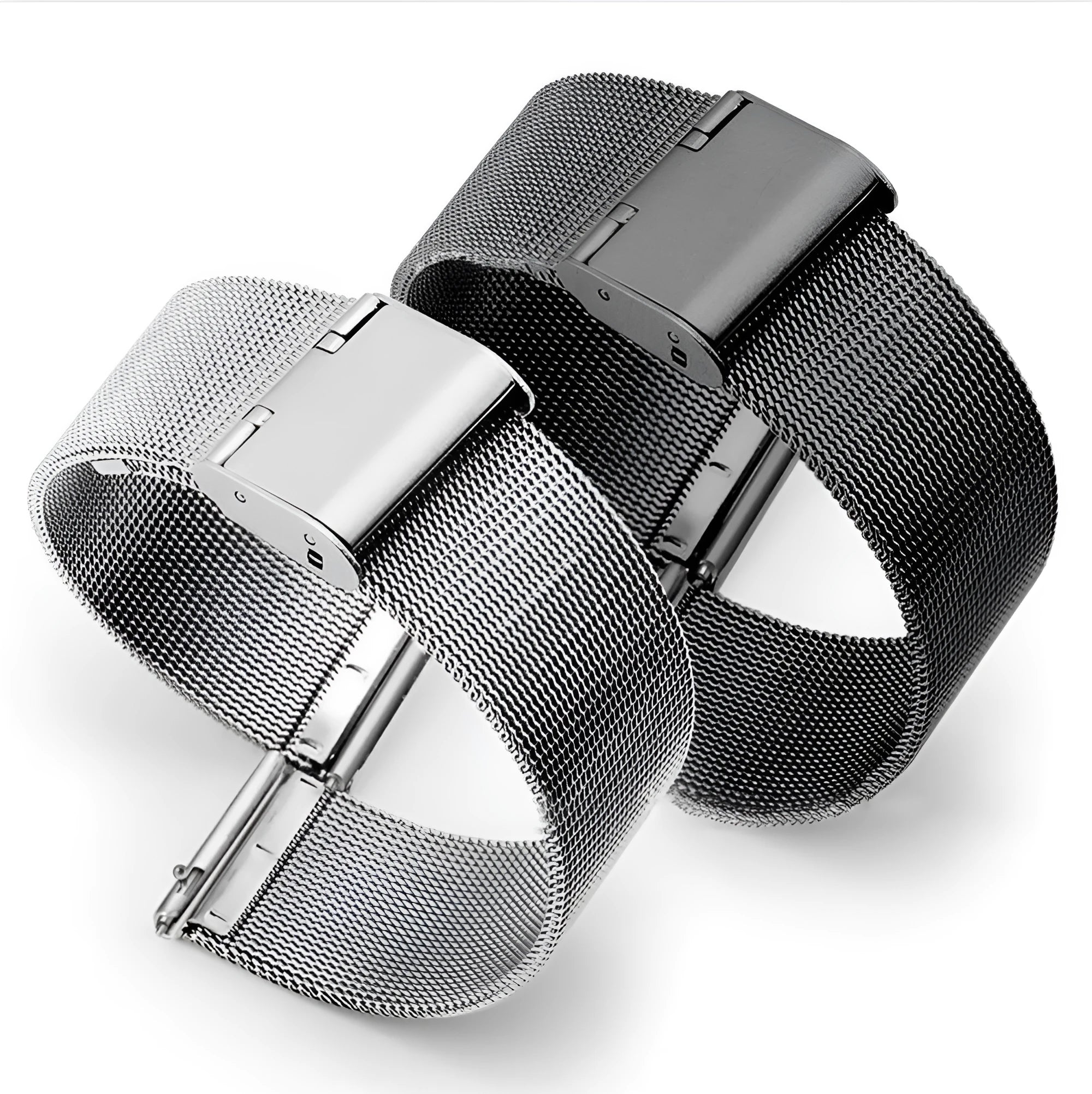 Milani silk woven stainless steel watch band in silver black rose gold and gold with 12mm to 22mm bandwidth options