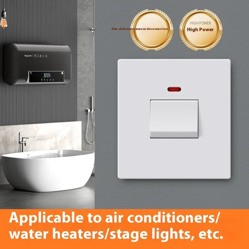 Water heater air conditioner high current switch with light panel indicator in gold finish