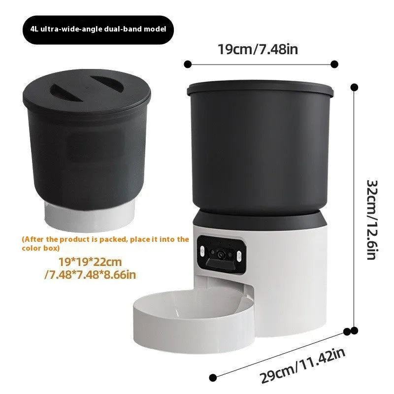 4L smart pet feeder with camera and stainless steel bowl for cats and dogs
