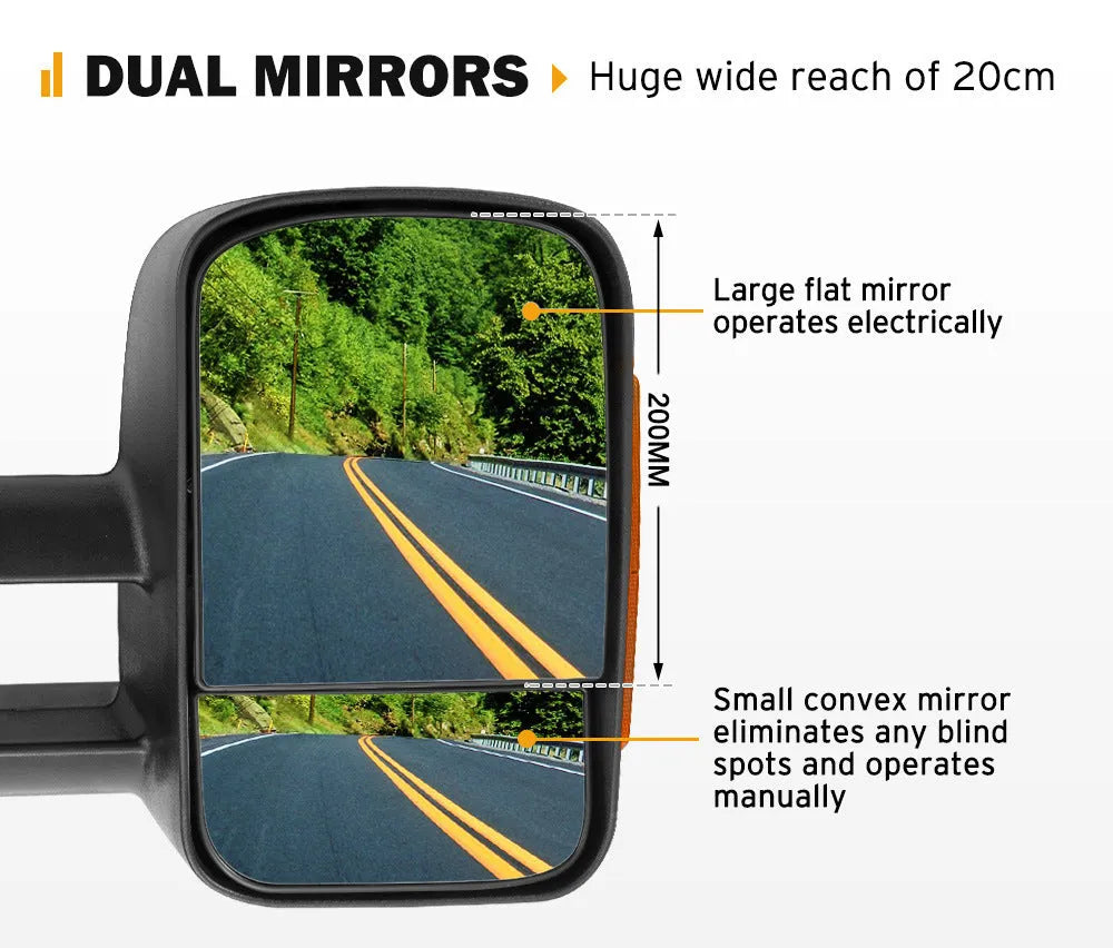Black electric exterior rear vision mirror with indicator light for Nissan Navara NP300 D23