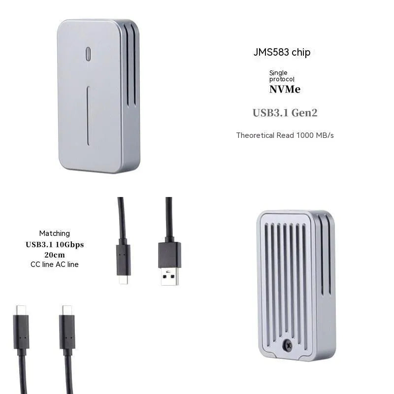 Aluminium alloy external NVME SSD enclosure with 10Gbps USB speed