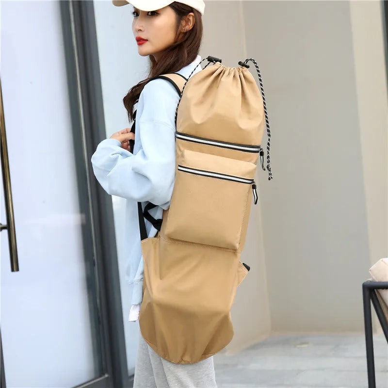 Waterproof nylon skateboard bag for yoga and outdoor sports with 20-35 litre capacity