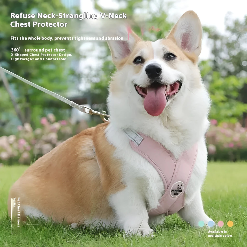 Dog vest with attached holding rope in polyester material, available in multiple colours and sizes