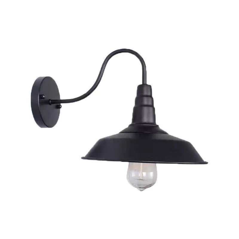 Retro style exterior wall lamp for villa courtyards in copper or silver finish with right angle or bevel mount options.