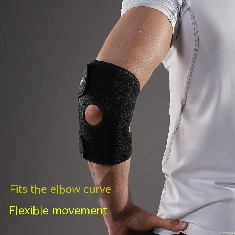 Black adjustable sports elbow guard for adult training in multiple sports
