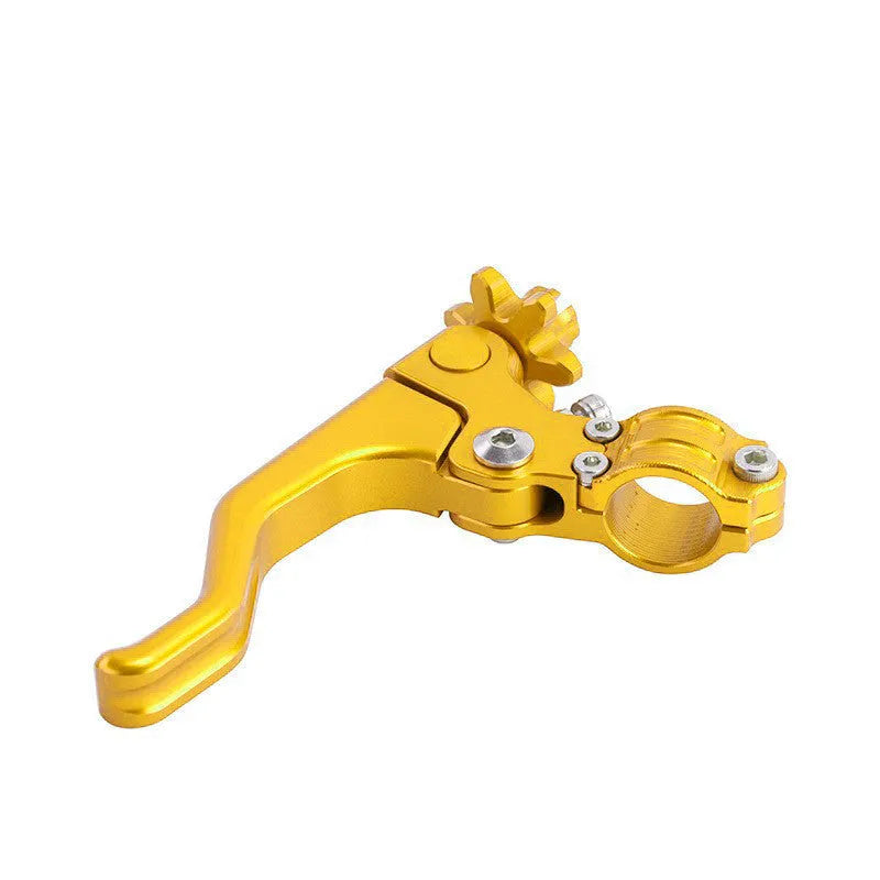 Universal aluminium motorcycle two-finger clutch lever shown in multiple colour options.