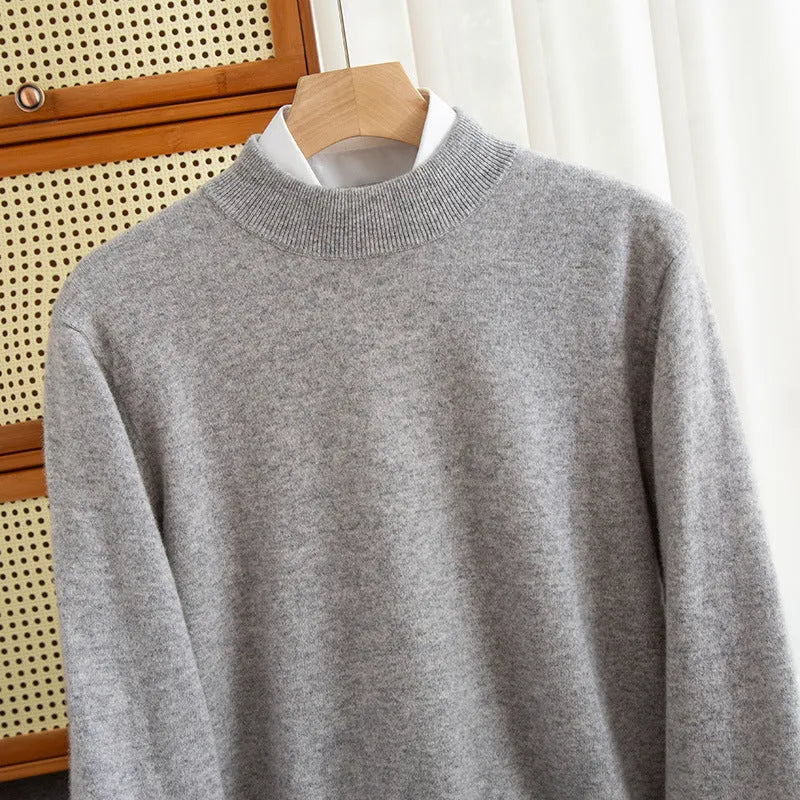 Men's half-collar wool sweater in loose fit winter knitwear available in multiple colours