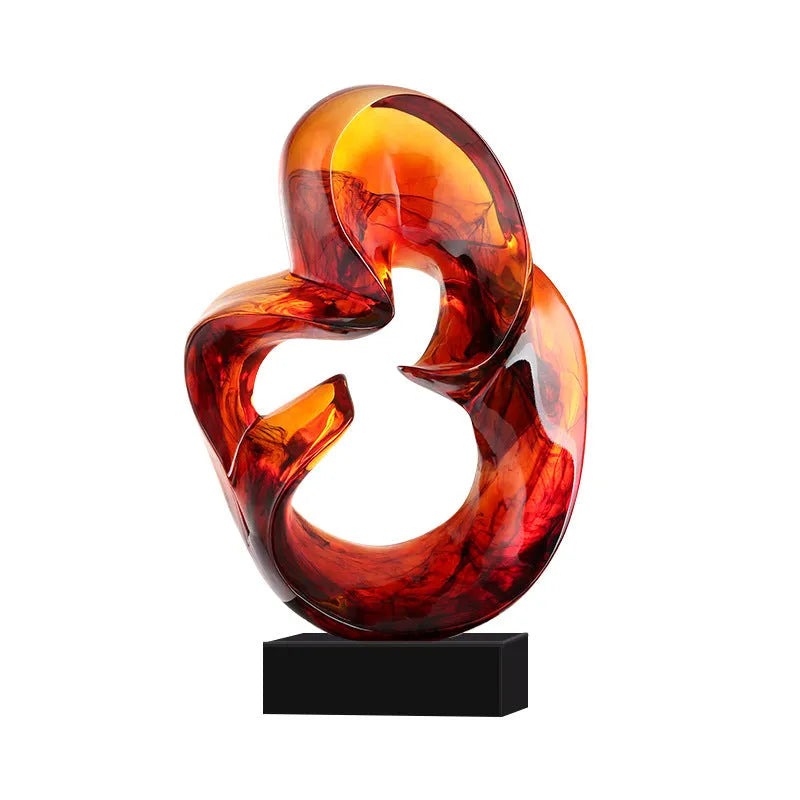 Transparent resin craft ornament sculpture in modern simplicity style available in orange red or blue colour