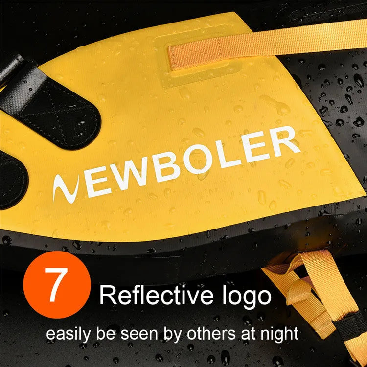 Waterproof PVC bicycle tail bag in yellow, black or green, showing 13-litre capacity for cycling tools.