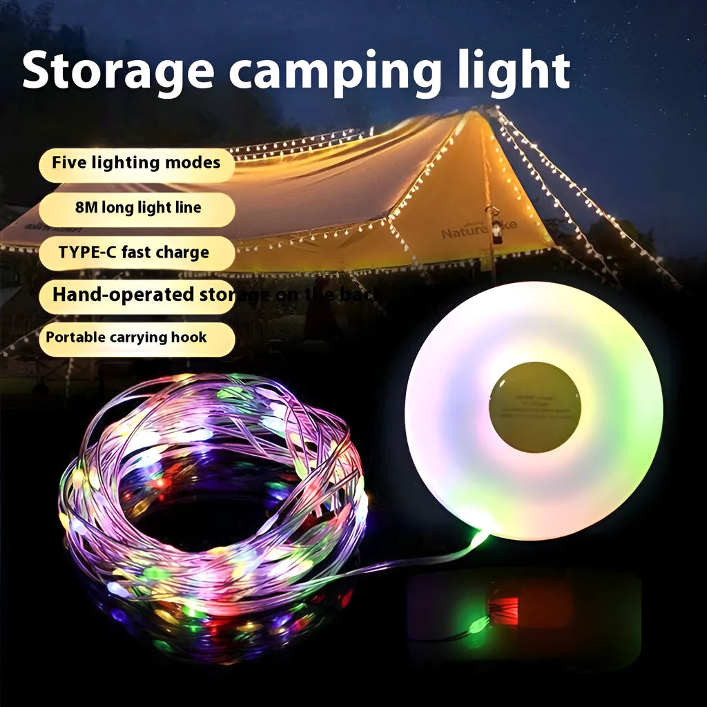 Rechargeable outdoor string lights with 30 LED beads in warm white and multicolour modes