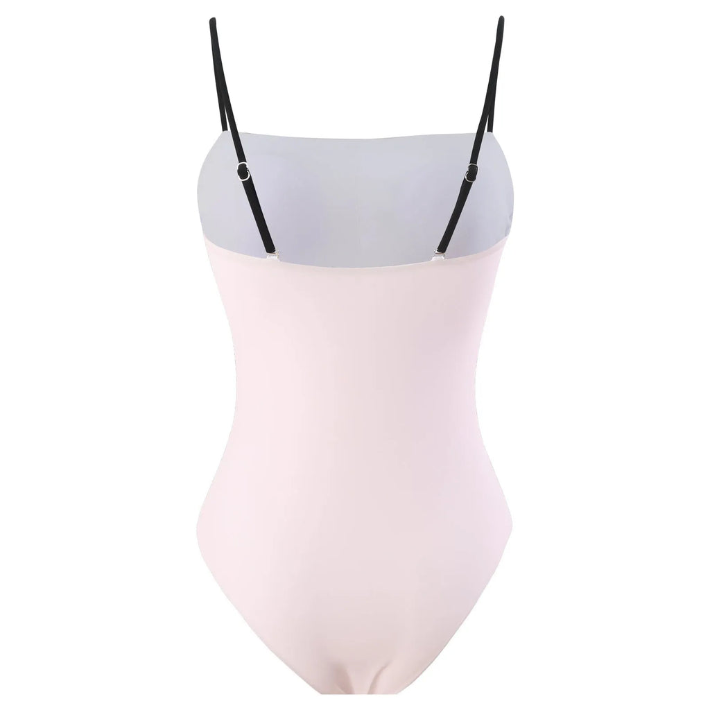 Women's floral one-piece bikini swimsuit with attached sheer tulle skirt