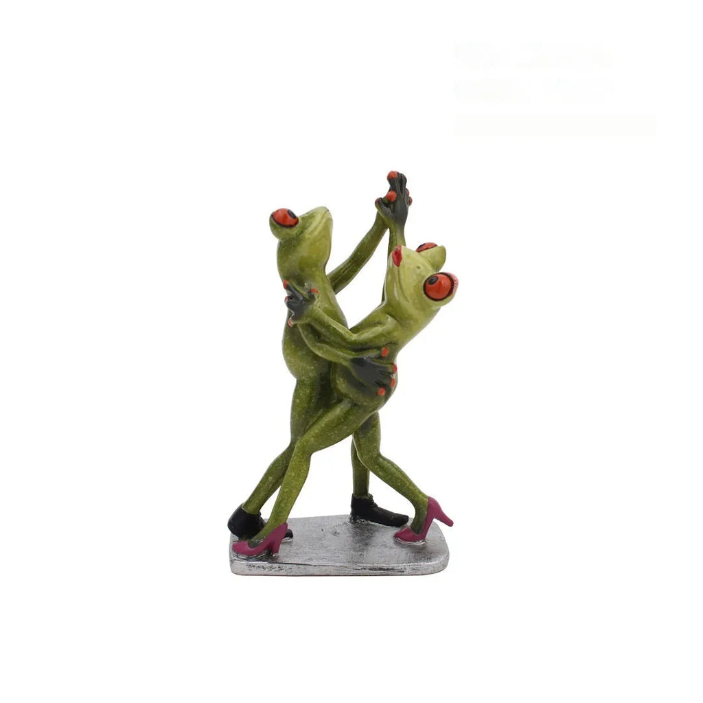 A pastoral style decorative frog figurine made from synthetic resin, for living room or study shelving.