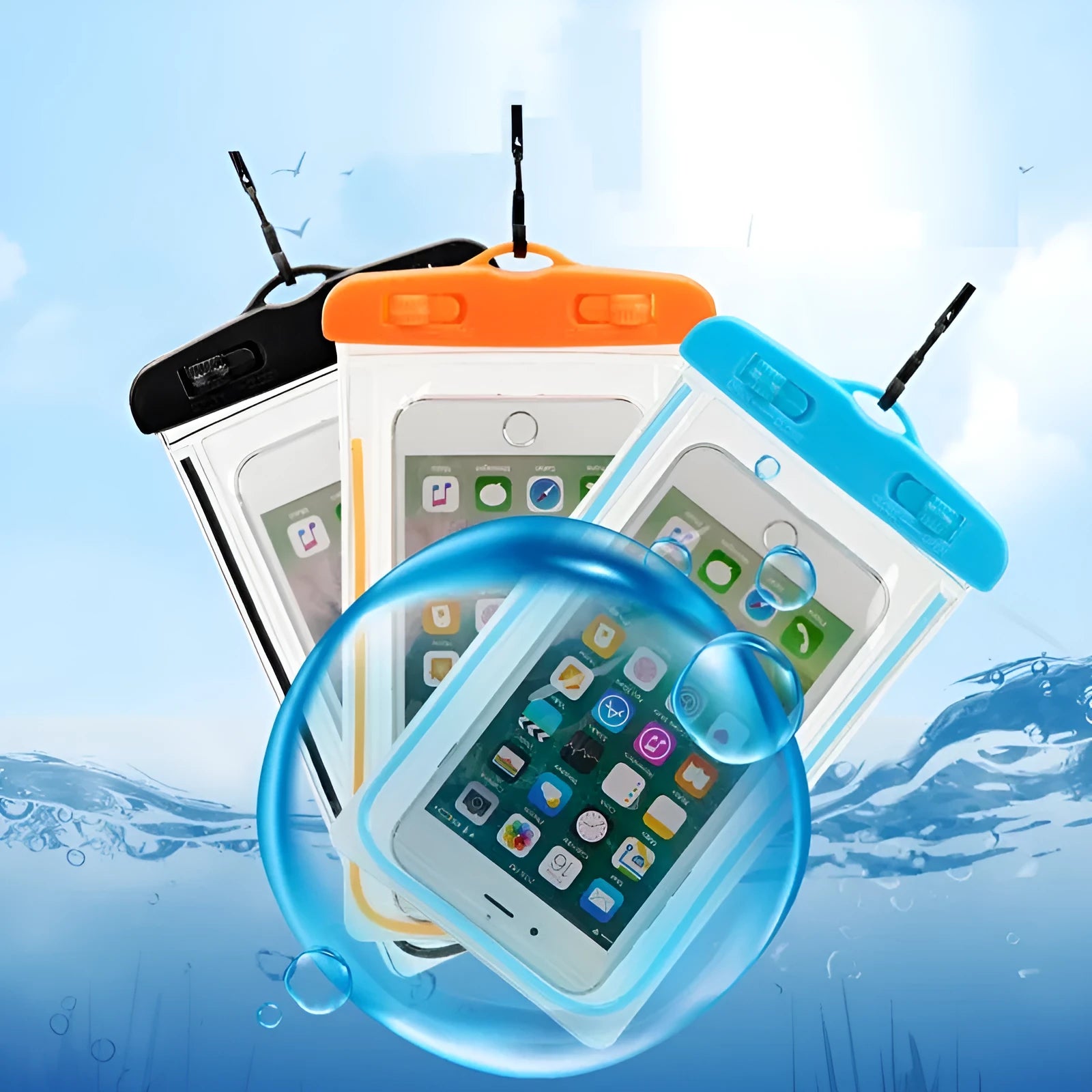 Waterproof PVC phone case in multiple colour options for outdoor sports protection