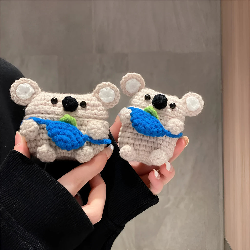 Handmade knitted koala bear backpack design protective sleeve for Apple AirPods cases