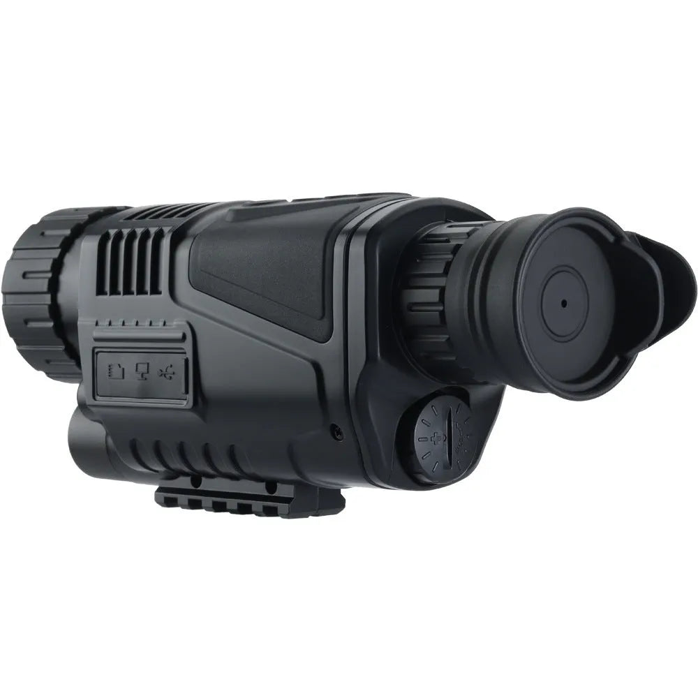 Black infrared digital night vision telescope with 40mm lens, rubber grip, and storage bag.