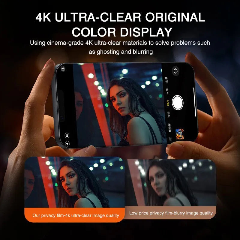 iPhone tempered glass screen protector with anti-peeping privacy feature and scratch-resistant coating