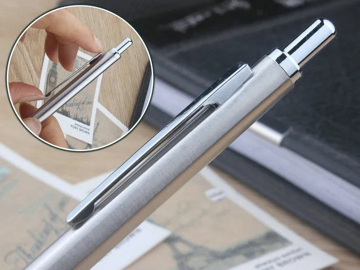 Metal automatic mechanical pencil with multiple lead size options including 0.5mm, 0.7mm, 0.9mm, 1.3mm, and 2.0mm