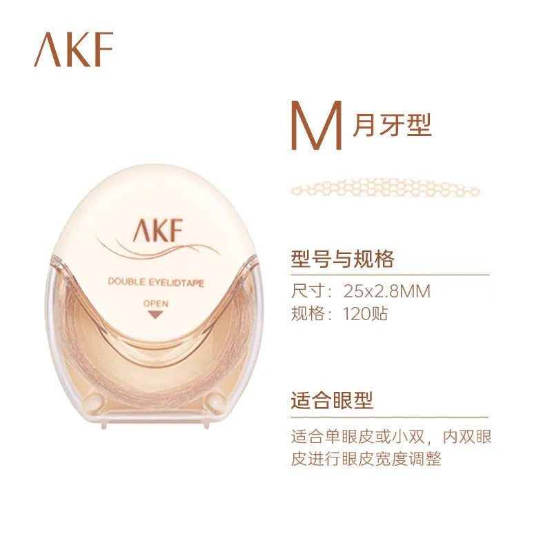 Pack of invisible lace double eyelid stickers showing 120 count and Crescent M, Crescent S, Olive M style options.