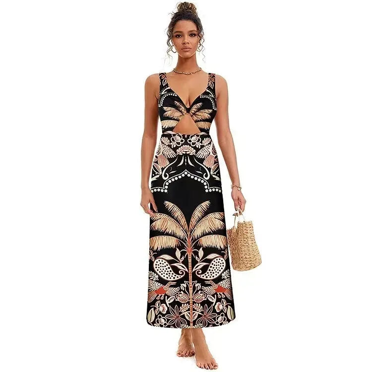 Women's black and printed one-piece swimsuits in sizes S to XL for beach wear