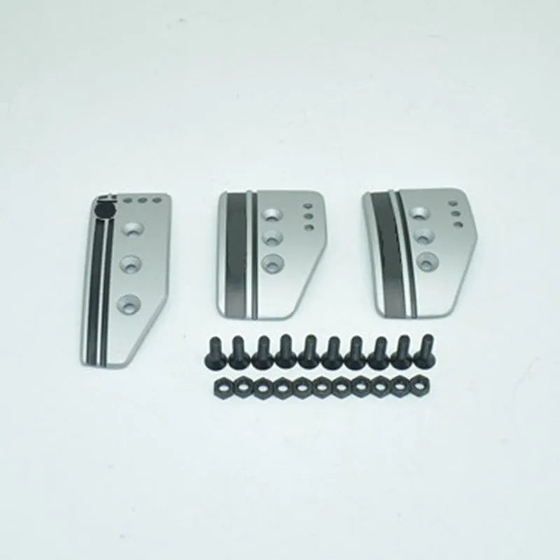 Set of three aluminum alloy manual transmission car pedals for brake, accelerator and clutch with mounting screws