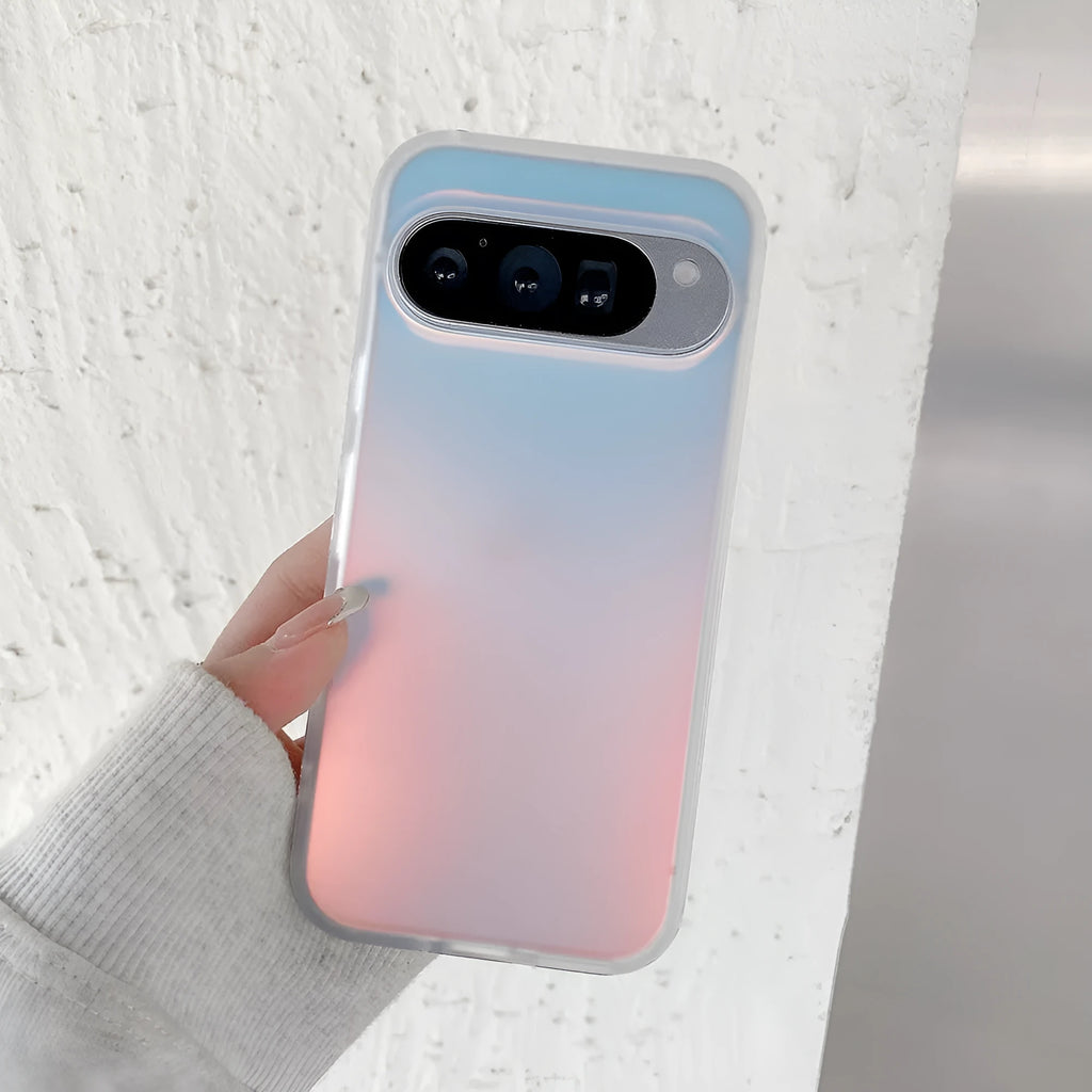 Laser frosted transparent magnetic case for Google phones on a dark surface