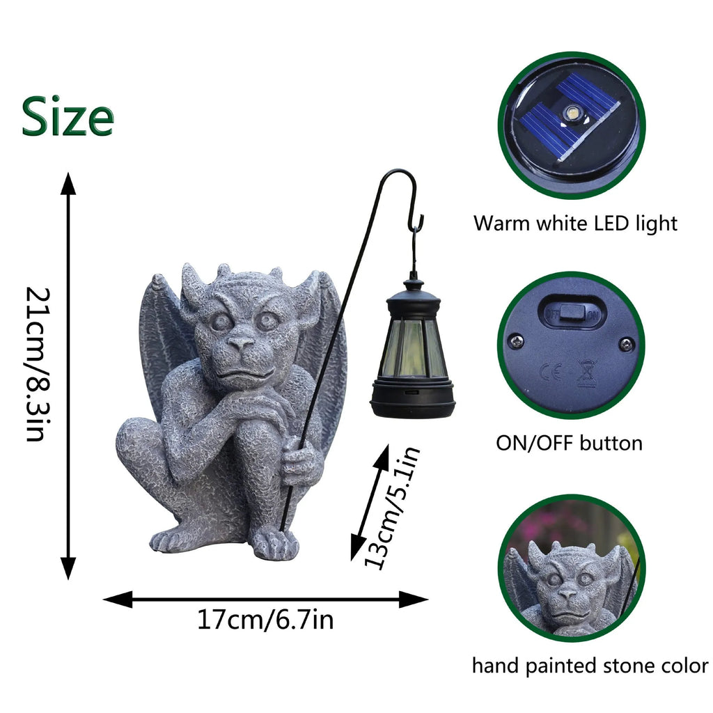 Creative stone statue ghost solar decoration resin garden lamp on outdoor patio